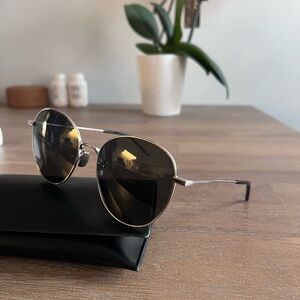 Yves Saint Laurent Gold Frame Sunglasses with Black Lenses